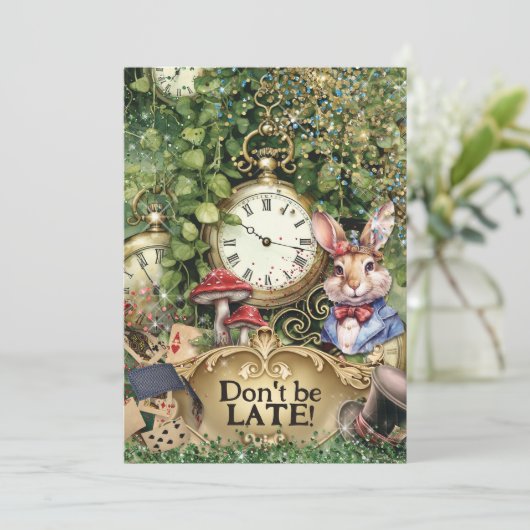 Wonderland Save the Date Kaart (Staand voorkant)