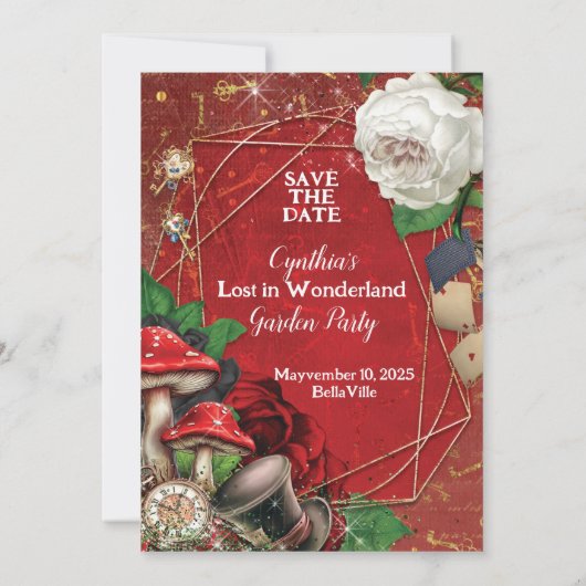Wonderland Save the Date Kaart (Achterkant)