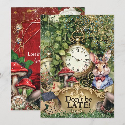 Wonderland Save the Date Kaart (Voorkant / Achterkant)