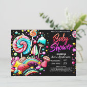 Wonderland Snoep Baby shower Kaart (Staand voorkant)