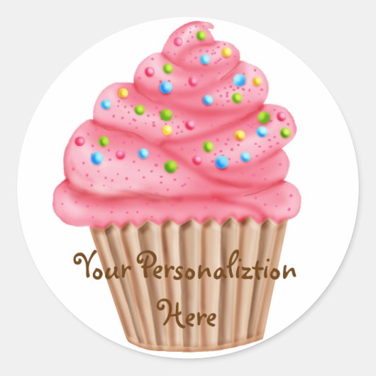 Wonderland Sprinkles Cupcake Ronde Sticker (Voorkant)