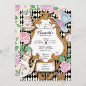 Wonderland Tea Party Birthday Invitation Kaart (Voorkant / Achterkant)