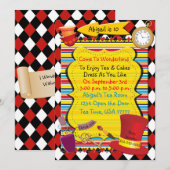 Wonderland Tea Party Birthday Invitation Kaart (Voorkant / Achterkant)