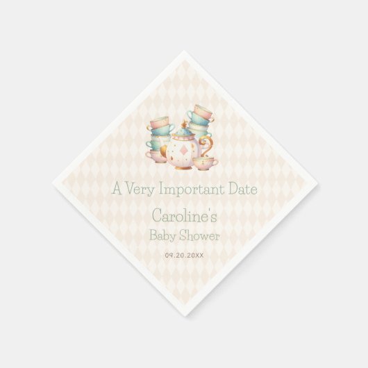 Wonderland Tea Party Douche Verjaardag Servet (Hoek)