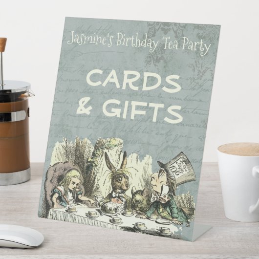  Wonderland Tea Party Gifts Tabletop Reclamebord Met Voetstuk (Insitu)
