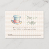 Wonderland Tea Party Hatter Luier Raffle Informatiekaartje (Voorkant)