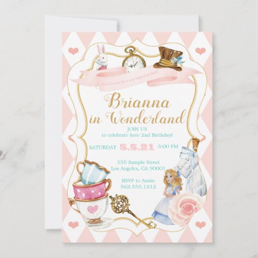 Wonderland Tea Party Kaart (Voorkant)