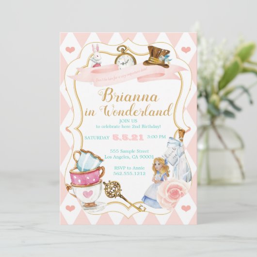 Wonderland Tea Party Kaart (Staand voorkant)