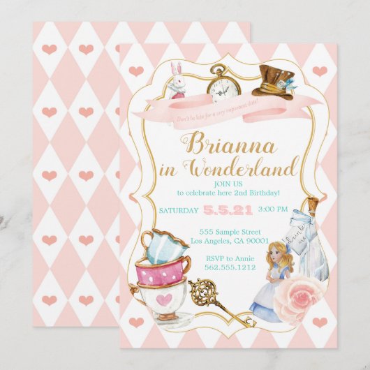 Wonderland Tea Party Kaart (Voorkant / Achterkant)