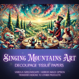 Wonderland Tea Party Magical Fantasy Decoupage Tissuepapier