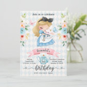 Wonderland Tea Party Meisje Verjaardag Uitnodiging (Staand voorkant)