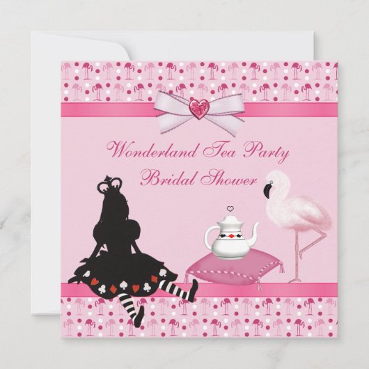 Wonderland Tea Party Pink Flamingos Vrijgezellenfe Kaart (Voorkant)