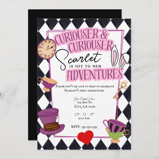 Wonderland Tea Party voor Afstuderen Feestdagenkaart (Voorkant / Achterkant)