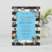 Wonderland Tea Party Whimsical Blue Kaart (Staand voorkant)
