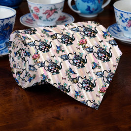 Wonderland Teapot Pattern Necktie Tie Stropdas