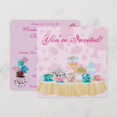 Wonderland-theepartij bruiloftsuitnodiging kaart (Voorkant / Achterkant)