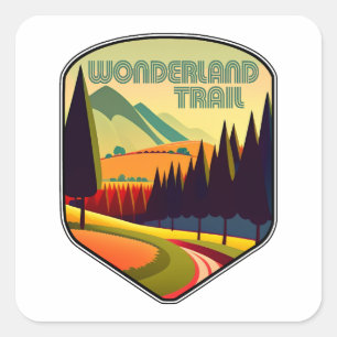 Wonderland Trail Kleuren Vierkante Sticker