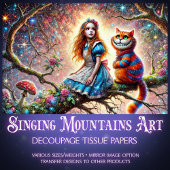 Wonderland Treetop Alice Cheshire Cat Decoupage Tissuepapier