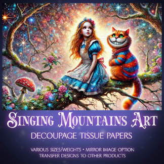 Wonderland Treetop Alice Cheshire Cat Decoupage Tissuepapier