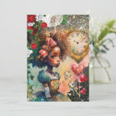 Wonderland Uitnodiging voor verjaardagsfeest (Staand voorkant)