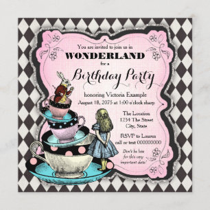  Wonderland verjaardagsfeest Kaart