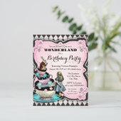  Wonderland verjaardagsfeest Kaart (Staand voorkant)