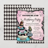  Wonderland verjaardagsfeest Kaart (Voorkant / Achterkant)