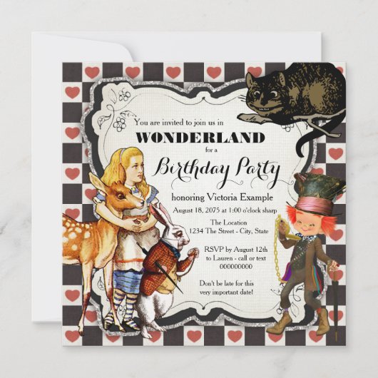  Wonderland verjaardagsfeest Kaart (Voorkant)