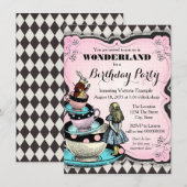  Wonderland verjaardagsfeest Kaart (Voorkant / Achterkant)