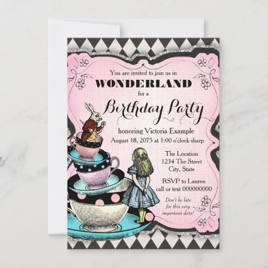  Wonderland verjaardagsfeest Kaart (Voorkant)