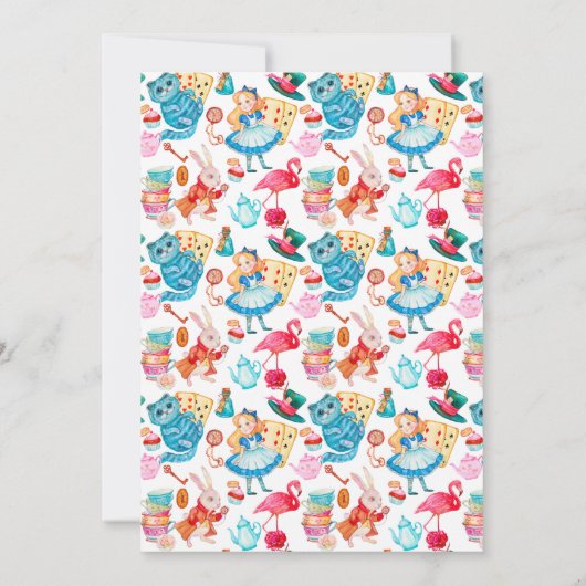 Wonderland verjaardagsuitnodiging bedankkaart (Achterkant)