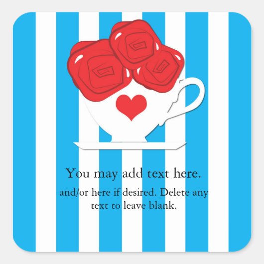 Wonderland Whimsical Theekop Rode Rozen Sticker (Voorkant)