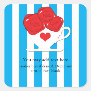 Wonderland Whimsical Theekop Rode Rozen Sticker
