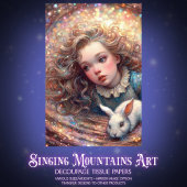 Wonderland Whimsy Alice and Rabbit Decoupage Tissuepapier