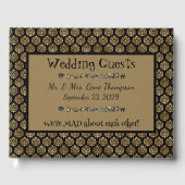 Wonderland Whimsy Black, Gold Wedding Guestbook Gastenboek (Voorkant)