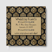 Wonderland Whimsy Black, Gold Wedding Guestbook Gastenboek (Voorkant)