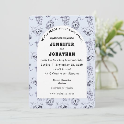 Wonderland Whimsy bruiloft uitnodiging (Staand voorkant)