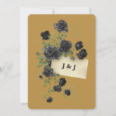 Wonderland Whimsy Gold, Black Wedding Invitation Kaart (Achterkant)