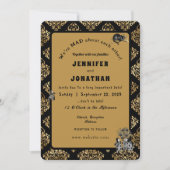 Wonderland Whimsy Gold, Black Wedding Invitation Kaart (Voorkant)