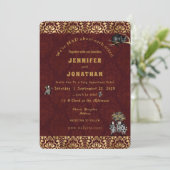 Wonderland Whimsy Gold, Black Wedding Invitation Kaart (Staand voorkant)