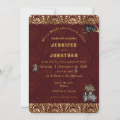 Wonderland Whimsy Gold, Black Wedding Invitation Kaart (Voorkant)