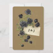 Wonderland Whimsy Gold, Black Wedding Invitation Kaart (Achterkant)