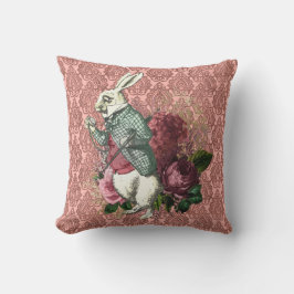 Wonderland White Rabbit Floral Kussen