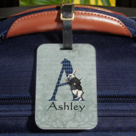 Wonderland White Rabbit Letter A Bagagelabel