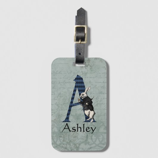 Wonderland White Rabbit Letter A Bagagelabel (Voorkant (verticaal))