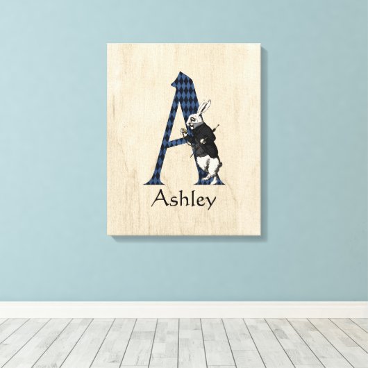 Wonderland White Rabbit Letter A Canvas Afdruk (Insitu (Houten vloer))