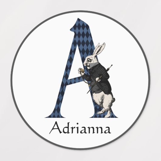 Wonderland White Rabbit Letter A Labels (Design 1)