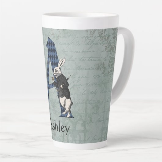 Wonderland White Rabbit Letter A Latte Mok (Rechterhoek)