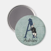 Wonderland White Rabbit Letter A Magneet (Voorkant / Achterkant)