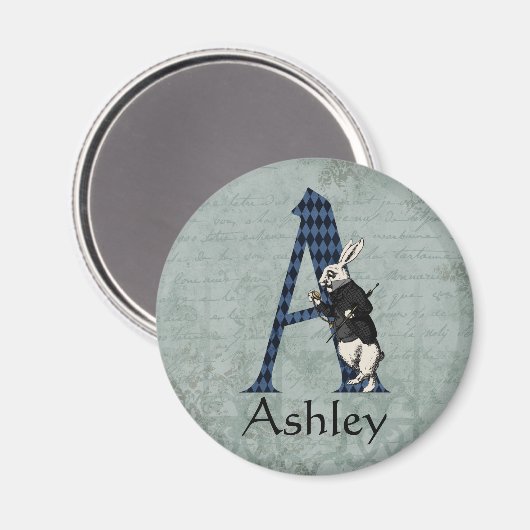 Wonderland White Rabbit Letter A Magneet (Voorkant / Achterkant)